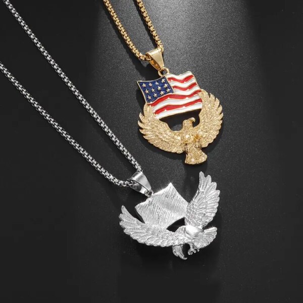 Collier à breloques Eagle Feel pour homme, collier pendentif Eagle Tag, punk rock, nordique, viking, américain – Image 4