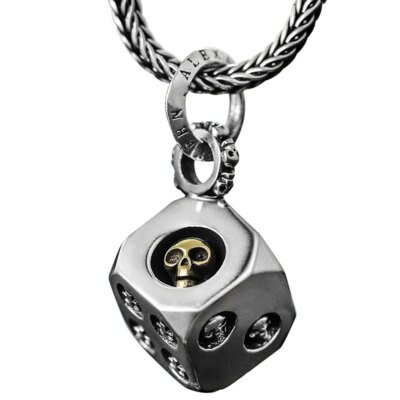 28874-6370b5.jpg Pendentif tĂȘte de mort en acier inoxydable pour homme, collier de dĂ©s, rose, punk, hip hop, rock, bijoux, modules, accessoires, lot
