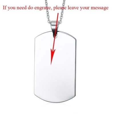 Étiquette de chien militaire gravée Standard vierge, pendentif en acier inoxydable pour hommes et femmes, bijou à breloque uni