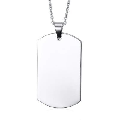 Étiquette de chien militaire gravée Standard vierge, pendentif en acier inoxydable pour hommes et femmes, bijou à breloque uni