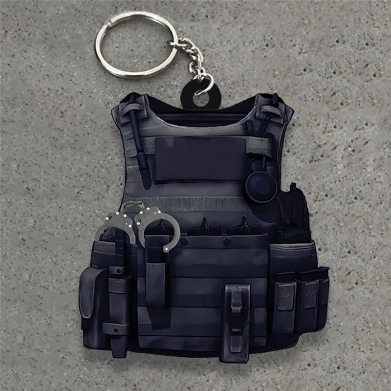 Porte-clĂ©s acrylique Uniforme Militaire Voiture Porte-clĂ©s Femmes Hommes PersonnalisĂ© Porte-clĂ©s Moto Bijoux Amis Couple Match Sac Charme â Image 2
