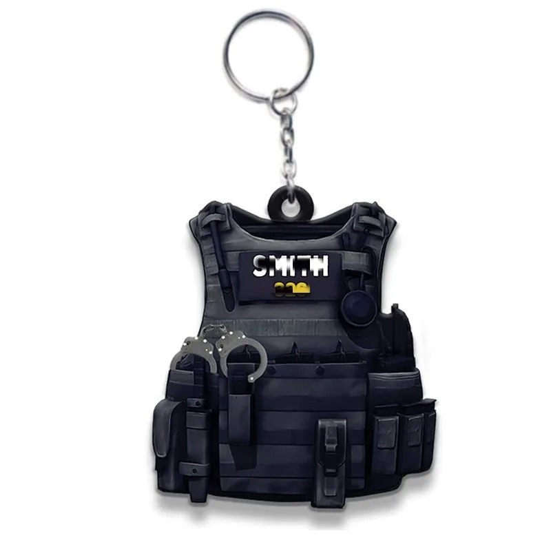 Porte-clés acrylique Uniforme Militaire Voiture Porte-clés Femmes Hommes Personnalisé Porte-clés Moto Bijoux Amis Couple Match Sac Charme