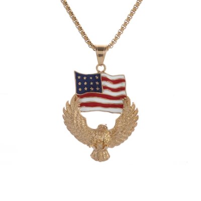 American Feel-Collier Eagle avec pendentif à breloque en alliage, bijoux de déclaration, document en or, haute qualité