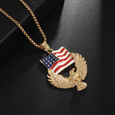 American Feel-Collier Eagle avec pendentif à breloque en alliage, bijoux de déclaration, document en or, haute qualité