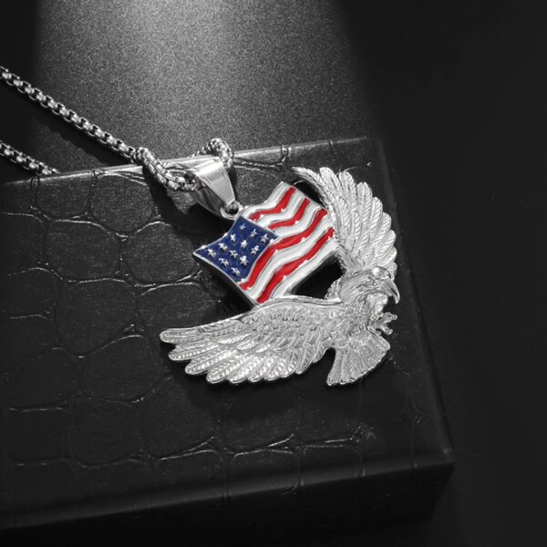 American Feel-Collier Eagle avec pendentif à breloque en alliage, bijoux de déclaration, document en or, haute qualité – Image 2