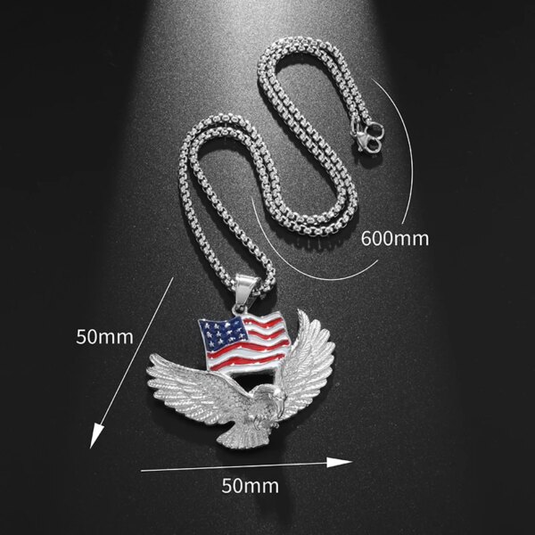 American Feel-Collier Eagle avec pendentif à breloque en alliage, bijoux de déclaration, document en or, haute qualité – Image 6