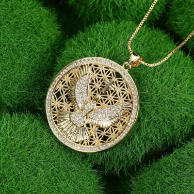 American Feel-Collier Eagle avec pendentif à breloque en alliage, bijoux de déclaration, document en or, haute qualité