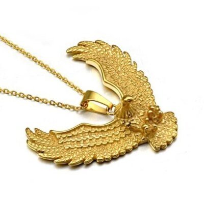 28998-1c6b61.jpg American Feel-Collier Eagle avec pendentif à breloque en alliage, bijoux de déclaration, document en or, haute qualité