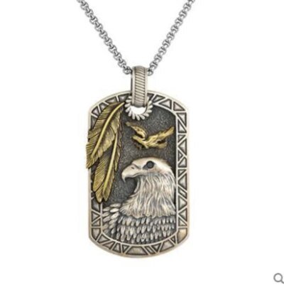 American Feel-Collier Eagle avec pendentif à breloque en alliage, bijoux de déclaration, document en or, haute qualité
