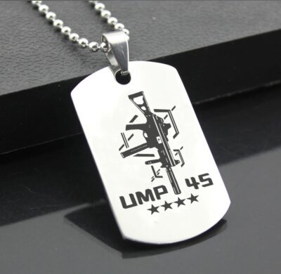 Collier avec pendentif en forme de carte militaire pour filles, chaîne en acier inoxydable, bijoux, cadeau pour Fans, DIY, UMP45