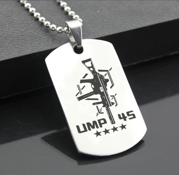 Collier avec pendentif en forme de carte militaire pour filles, chaîne en acier inoxydable, bijoux, cadeau pour Fans, DIY, UMP45 – Image 5