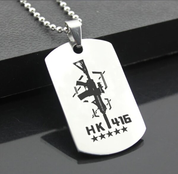 Collier avec pendentif en forme de carte militaire pour filles, chaîne en acier inoxydable, bijoux, cadeau pour Fans, DIY, UMP45 – Image 3