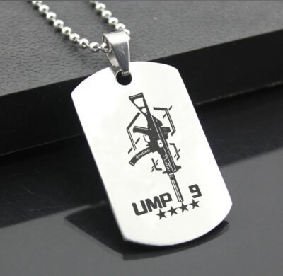 Collier avec pendentif en forme de carte militaire pour filles, chaîne en acier inoxydable, bijoux, cadeau pour Fans, DIY, UMP45