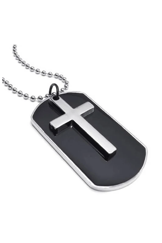 Collier de bijoux pour hommes et femmes, marqueurs de croix militaires, pendentif d'étiquette de chien de Style militaire avec Promotion de chaîne de 68cm – Image 2