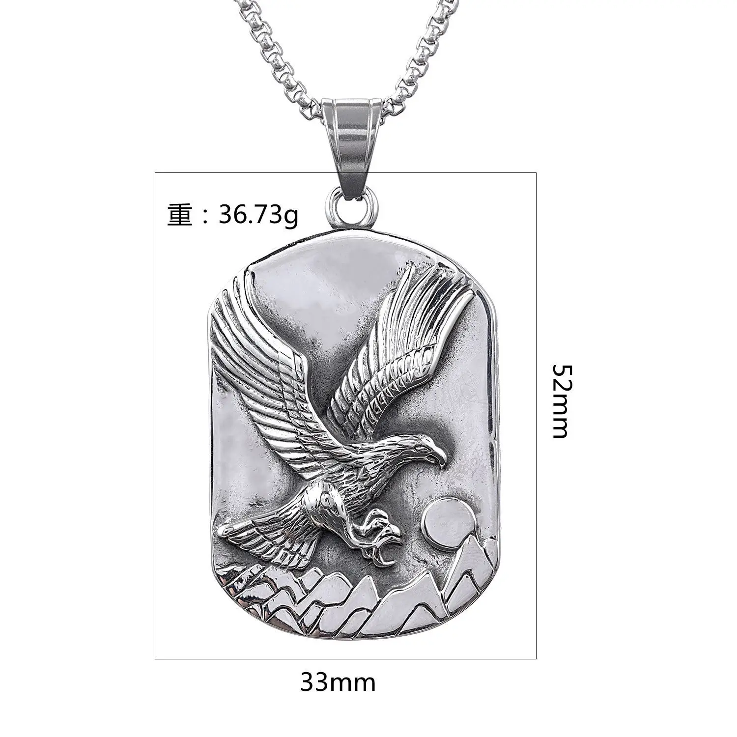 Collier en acier au titane pour homme, pendentif carillon aigle dominateur – Image 2