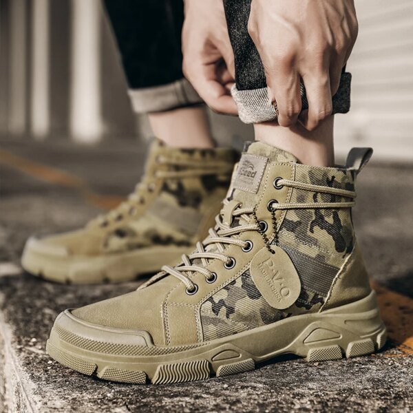 botte militaire de Camouflage pour hommes, baskets montantes antidérapantes