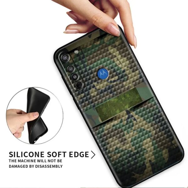 Coque Camouflage militaire verte pour Motorola Moto, pour modèles G30, G60, G22, G50, G31, G200, G9 Play, G9 Plus, G8 Power Edge, 20 One Fusion