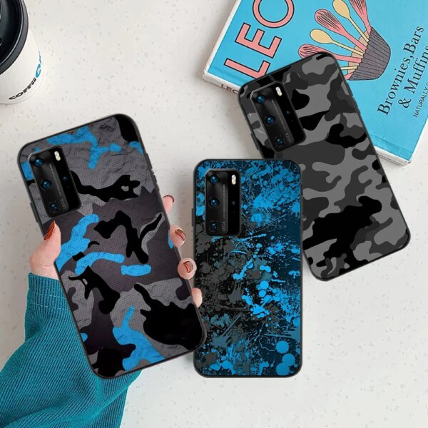 Coque de téléphone motif camouflage militaire CamSolomon, étui noir pour Huawei Honor mate p30 p20 p50 p40 50 8x 9c 8a lite pro plus