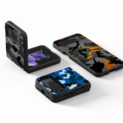 Coque de téléphone pour Samsung Galaxy ZFlip3 ZFlip Z Flip 4 Z Flip 3 5G Flip4 ZFlip3 Back Black CamSolomon Camo Military