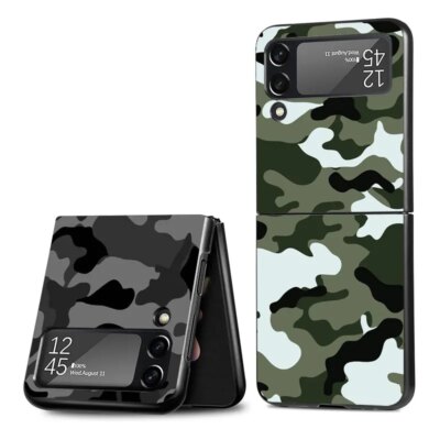 Coque de téléphone pour Samsung Galaxy ZFlip3 ZFlip Z Flip 4 Z Flip 3 5G Flip4 ZFlip3 Back Black CamSolomon Camo Military
