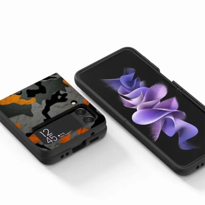 Coque de téléphone pour Samsung Galaxy ZFlip3 ZFlip Z Flip 4 Z Flip 3 5G Flip4 ZFlip3 Back Black CamSolomon Camo Military