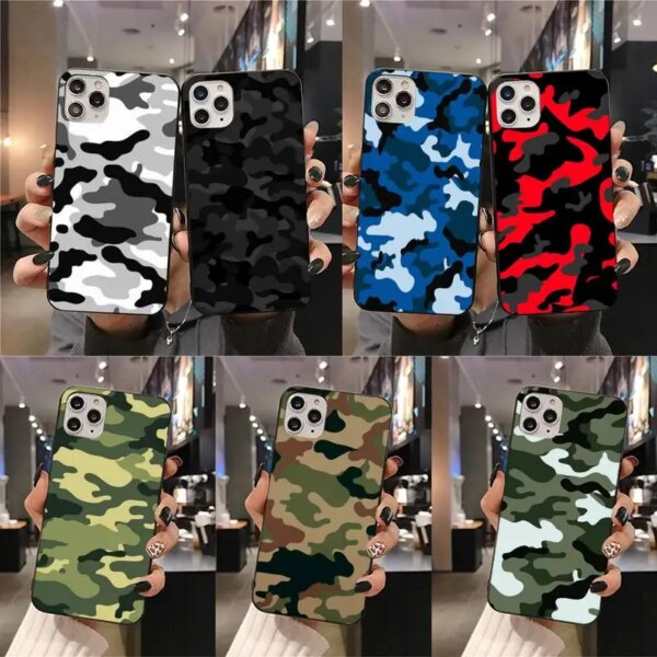 Coque de téléphone motif armée militaire camouflage, coque en poly pour iPhone 14 13 12 11 Pro Mini XS Max 8 7 Plus X SE, 2020