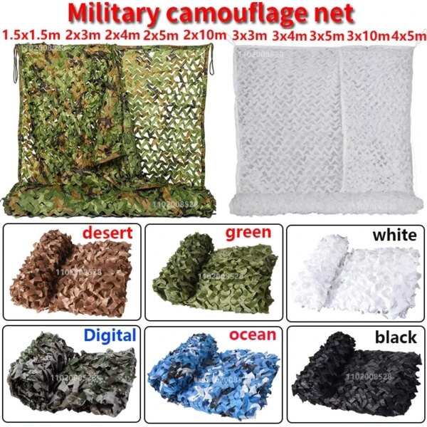 Filet de chasse militaire Solomon, filet Solomon, jardin GR, voiture abric blanc bleu vert noir, couleur jungle désert
