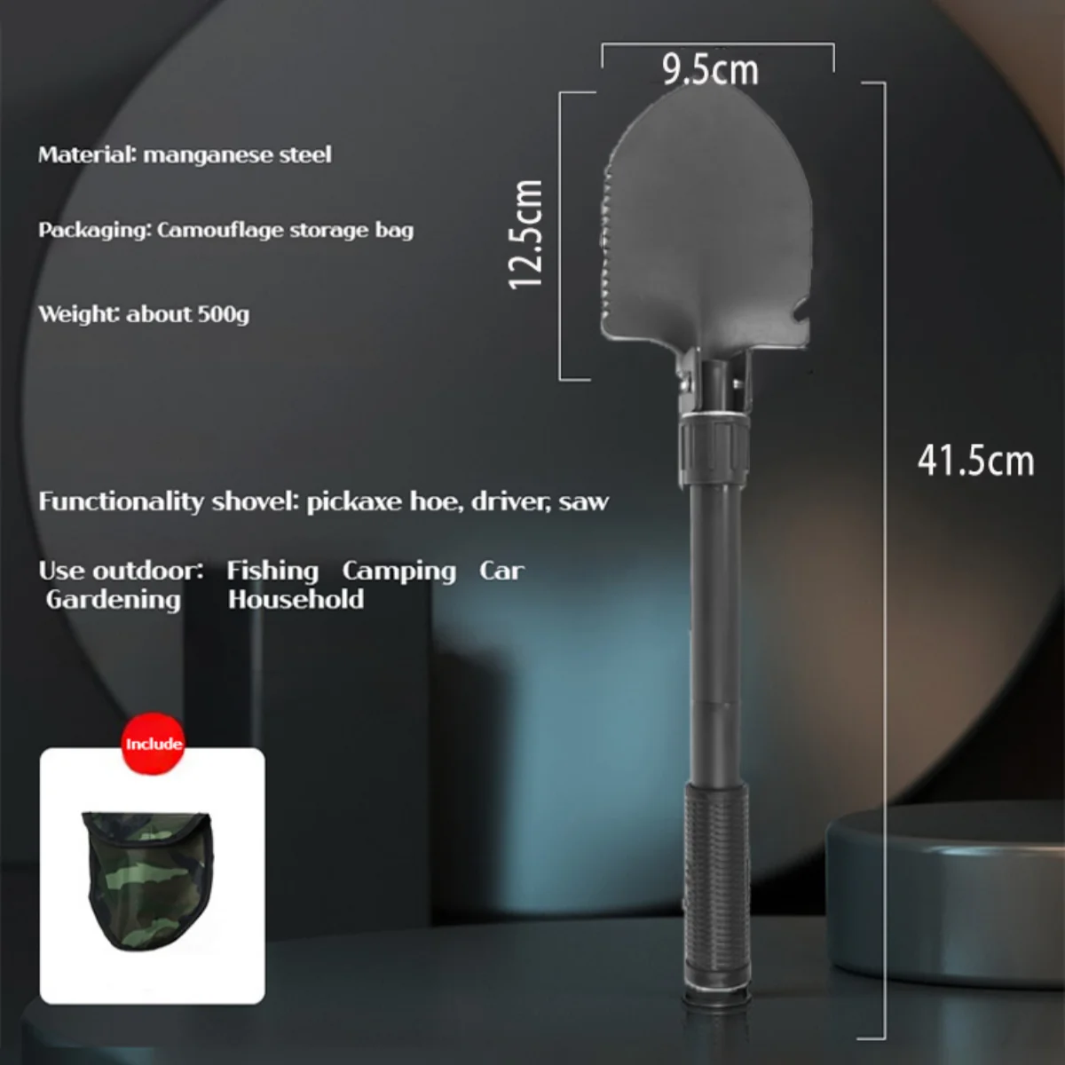 Pelle pliante multifonctionnelle en acier inoxydable, pelle de survie pliante, scie à bêche 514, 1 pièce – Image 5