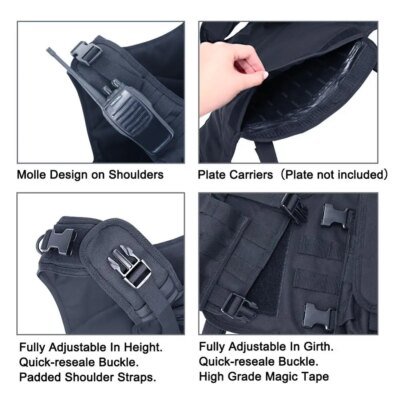 3862-7af270.jpg MGFLASHFORCE â Gilet Tactique Ă SystĂšme d'Attache MOLLE pour l'Airsoft, Accessoire Porte-plaque Style Swat pour la PĂȘche, la Chasse, le Paintball, Style ArmĂ©e ou Police