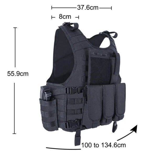 MGFLASHFORCE – Gilet Tactique à Système d'Attache MOLLE pour l'Airsoft, Accessoire Porte-plaque Style Swat pour la Pêche, la Chasse, le Paintball, Style Armée ou Police – Image 3