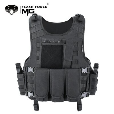 3862-ff55b3.jpg MGFLASHFORCE â Gilet Tactique Ă SystĂšme d'Attache MOLLE pour l'Airsoft, Accessoire Porte-plaque Style Swat pour la PĂȘche, la Chasse, le Paintball, Style ArmĂ©e ou Police