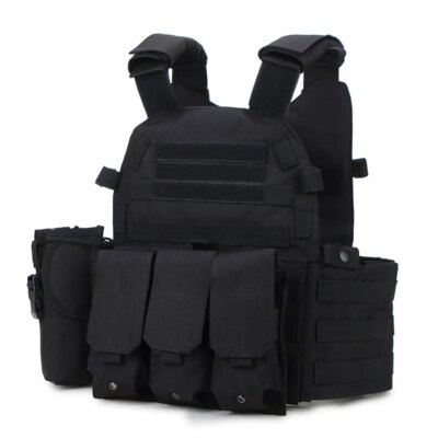 600D, Gilet Tactique pour Chasse, Porte-Plaque Militaire Molle, Arsenal Airsoft, Paintball CS, Tenue Légère, pour Protection Extérieure