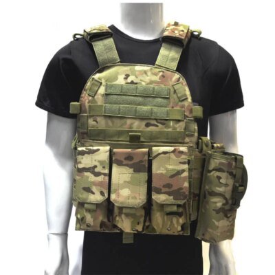 600D, Gilet Tactique pour Chasse, Porte-Plaque Militaire Molle, Arsenal Airsoft, Paintball CS, Tenue Légère, pour Protection Extérieure