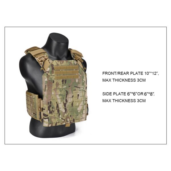 Gilet tactique en Nylon 1050D, Gilet tactique Durable à dégagement rapide, 25x30cm, porte-plaque, avec capuchons antichoc