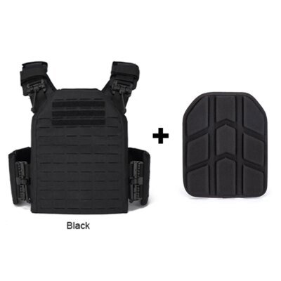 Gilet tactique en Nylon 1050D, Gilet tactique Durable à dégagement rapide, 25x30cm, porte-plaque, avec capuchons antichoc