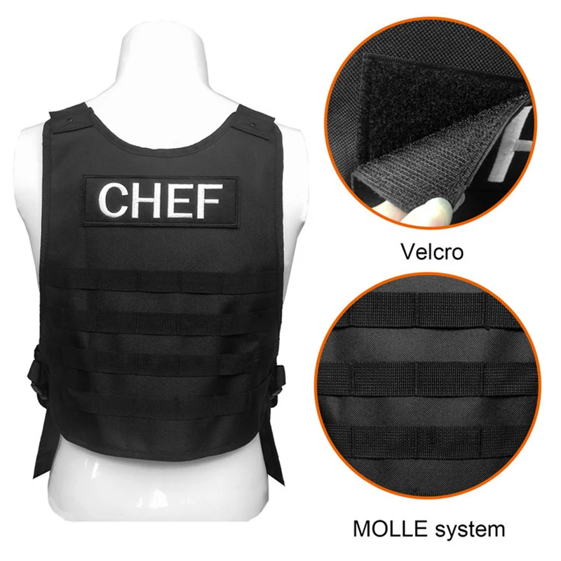 Gilet tactique militaire Molle Airsoft, rĂ©glable en extĂ©rieur, 600D, lĂ©ger, pour Paintball, Camping, Barbecue, antisalissure, tablier de Chef â Image 3