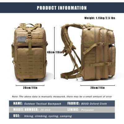 sac a dos militaire étanche en Nylon, 50l, 1000D