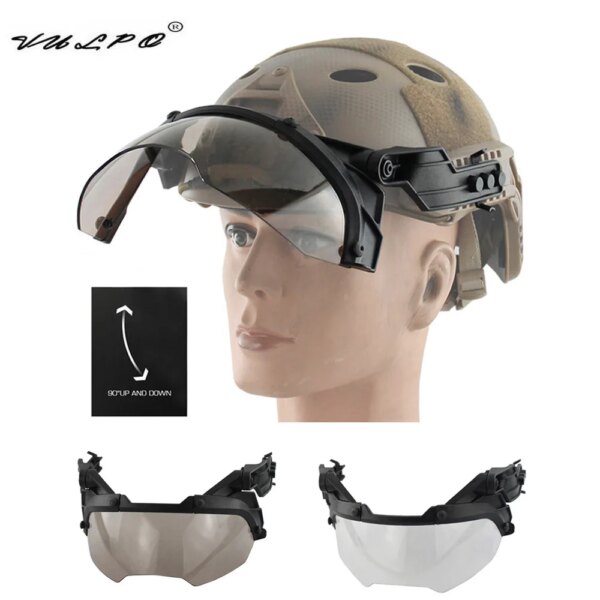 VULPO – casque tactique réglable, lunettes à rabat Airsoft Paintball, casque rapide coupe-vent Anti-buée CS Wargame, lunettes de Protection