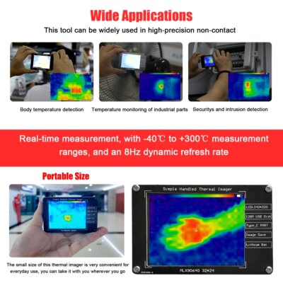 Imageur thermique portatif-40 ℃ à 300 ℃, écran LCD 2.8 pouces