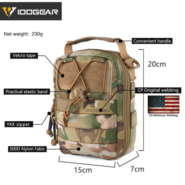 pochette medicale tactique MOLLE, pochette utilitaire de premiers secours Airsoft chasse – Image 4