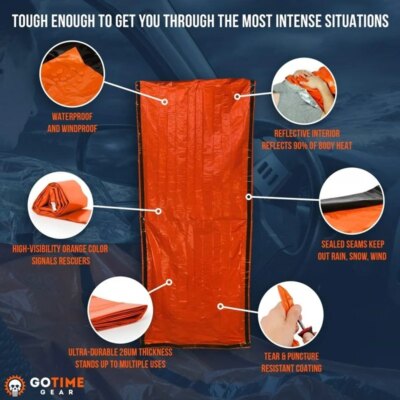 Sac de couchage thermique étanche d'urgence