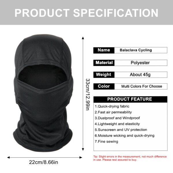 Cagoule tactique, 20 couleurs, Bandana de ski, visage complet, écharpe de cou, tête – Image 6