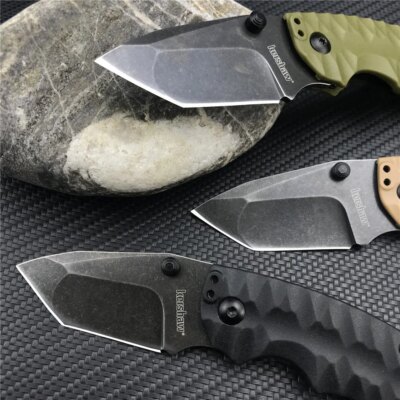 Kersaw Shuffle II 8750 Mini couteau de chasse pliable manuel Blackwash Tanto bord uni 8Cr13Mov lame tactique couteaux EDC de survie