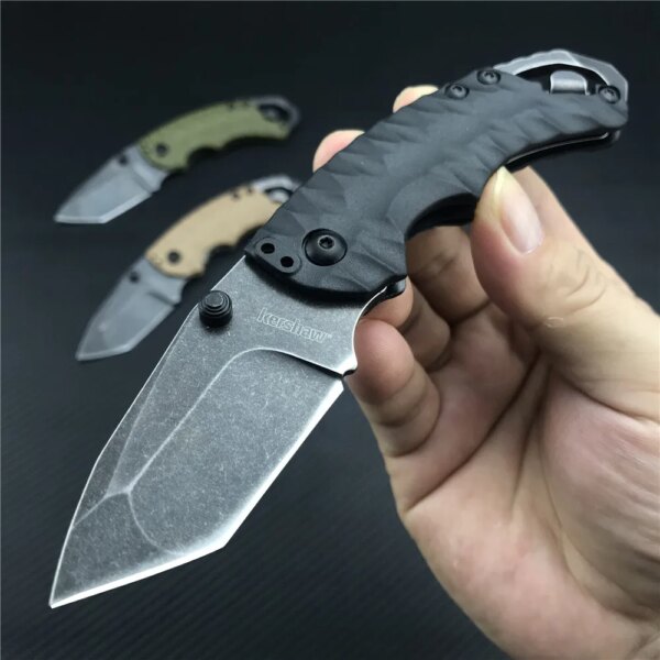 Kersaw Shuffle II 8750 Mini couteau de chasse pliable manuel Blackwash Tanto bord uni 8Cr13Mov lame tactique couteaux EDC de survie – Image 2