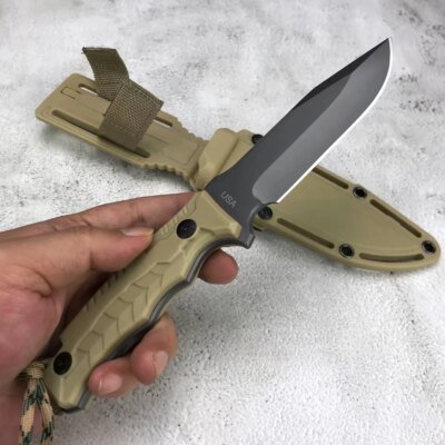 8515-f80b5b.jpg Topps M01 couteau militaire tactique à lame fixe AUS-8A acier poignée en Nylon couteaux de survie au Combat