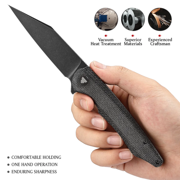 couteau de chasse de poche pliant EDC, couteaux d'extérieur pliables avec lame en acier de 3.7