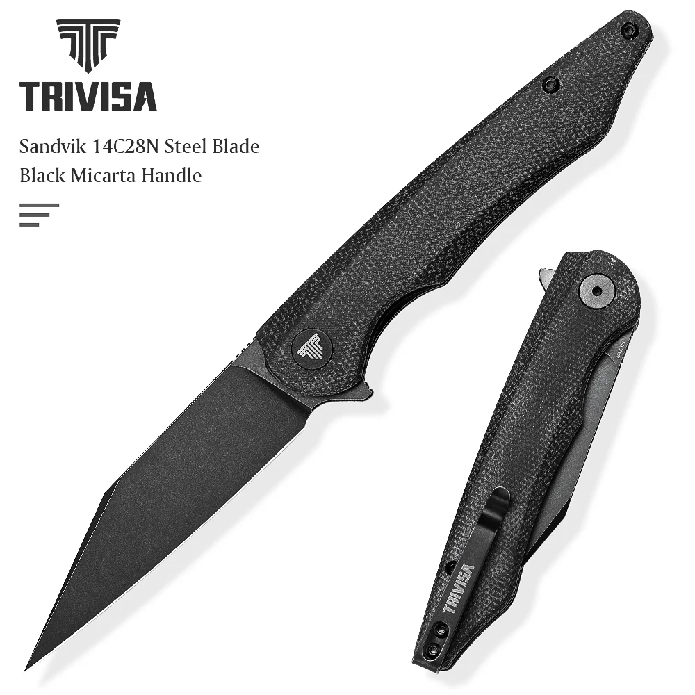 couteau de chasse de poche pliant EDC, couteaux d'extérieur pliables avec lame en acier de 3.7