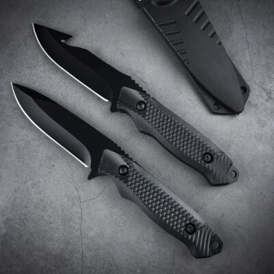 couteau droit tactique d'extérieur, avec crochet, petite panthère noire, lame fixe, gaine ABS, autodéfense