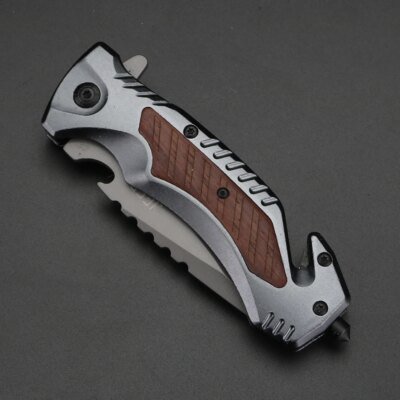 8699-b7c874.jpg Couteau de chasse en titane gris, pliant, de survie, de poche, de grande dureté, pour le camping, EDC