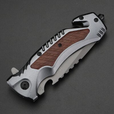 8699-bf7572.jpg Couteau de chasse en titane gris, pliant, de survie, de poche, de grande dureté, pour le camping, EDC